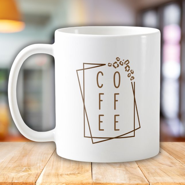 Geometric Coffee Cheetah Print Brown Minimalist Mug (Creator Uploaded)