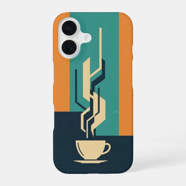 Geometric Coffee Cup iPhone 16 Case (Back)