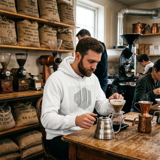 Geometric Coffee Mug Isometric Grid Art  Hoodie (Creator Uploaded)
