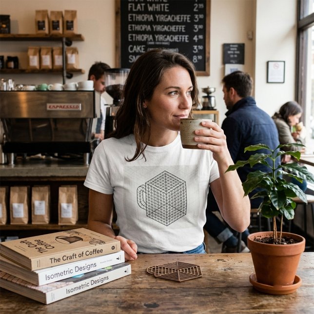 Geometric Coffee Mug Isometric Grid Art  T-Shirt (Creator Uploaded)