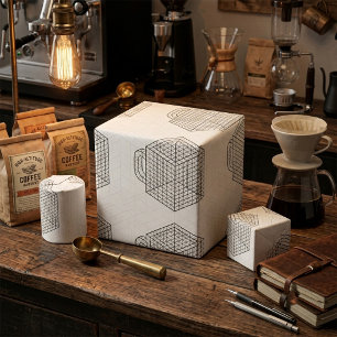 Geometric Coffee Mug Isometric Grid Art Wrapping Paper