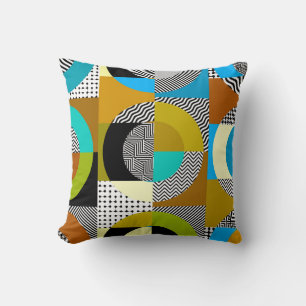 Geometric collage: circles, vintage pattern. cushion