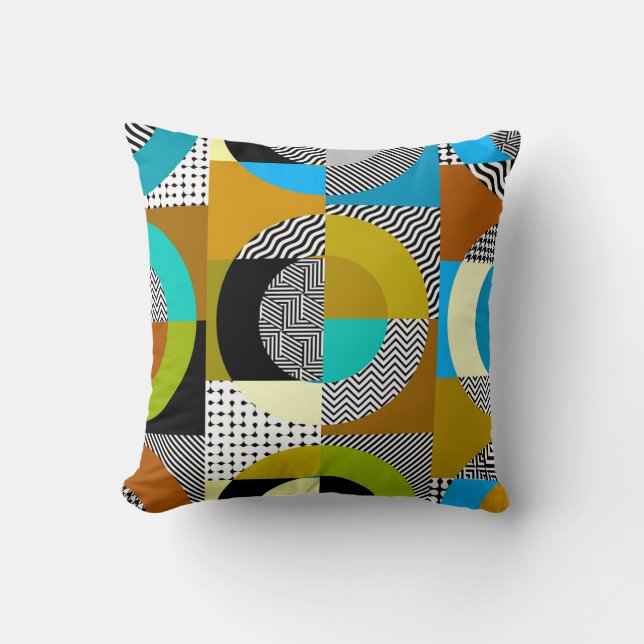 Geometric collage: circles, vintage pattern. cushion (Front)