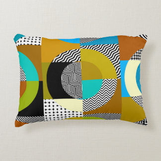 Geometric collage: circles, vintage pattern. decorative cushion