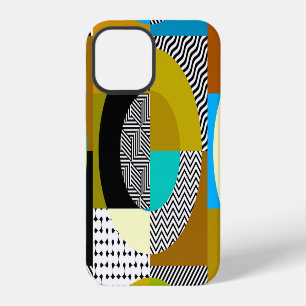 Geometric collage: circles, vintage pattern. iPhone 12 case