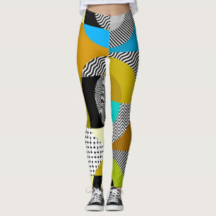 Geometric collage: circles, vintage pattern. leggings