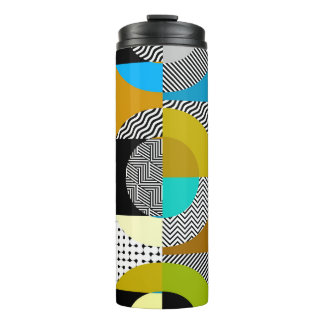 Geometric collage: circles, vintage pattern. thermal tumbler