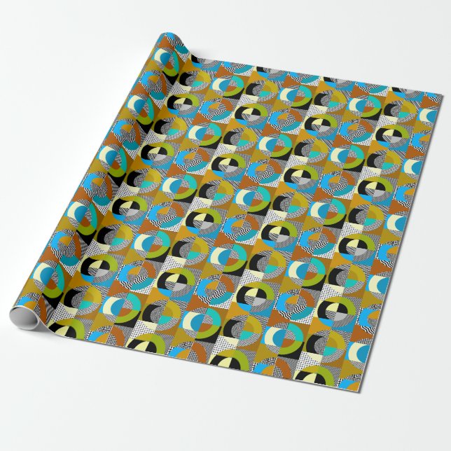Geometric collage: circles, vintage pattern. wrapping paper (Unrolled)