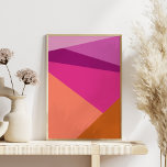 Geometric Color Block Shapes in Purple Magenta Poster<br><div class="desc">Vibrant and bold geometric color blocking with diagonal lines and triangles in magenta,  purple,  amber,  peach,  and orange,  personalized with your name.</div>