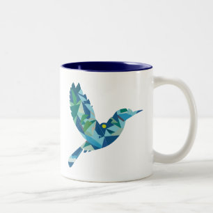 Geometric Colored Bird Two-Tone Coffee Mug