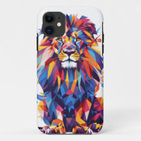 Geometric colorful lion design
