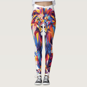 Geometric colorful lion design leggings