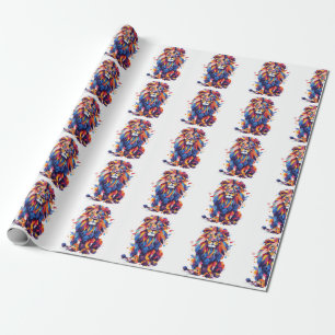 Geometric colorful lion design wrapping paper