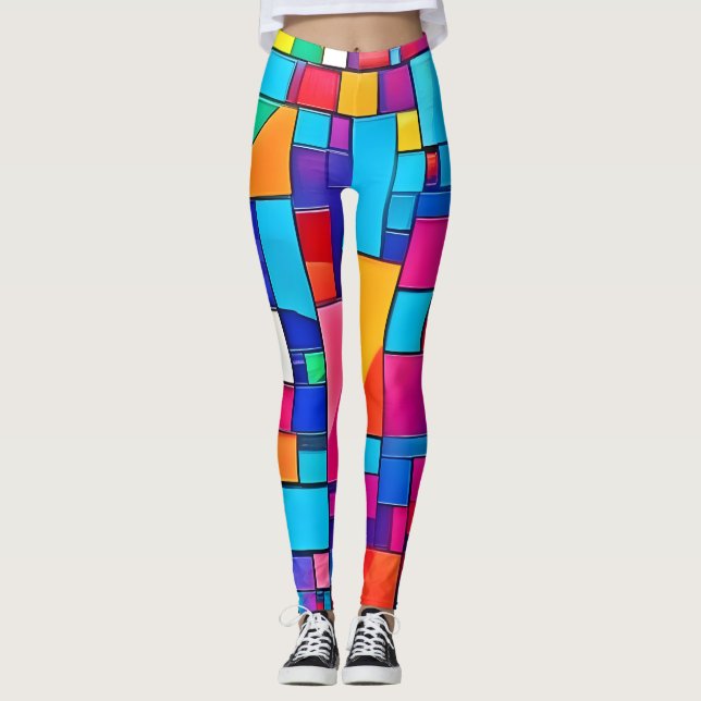 Geometric Colour Art Leggings (Front)