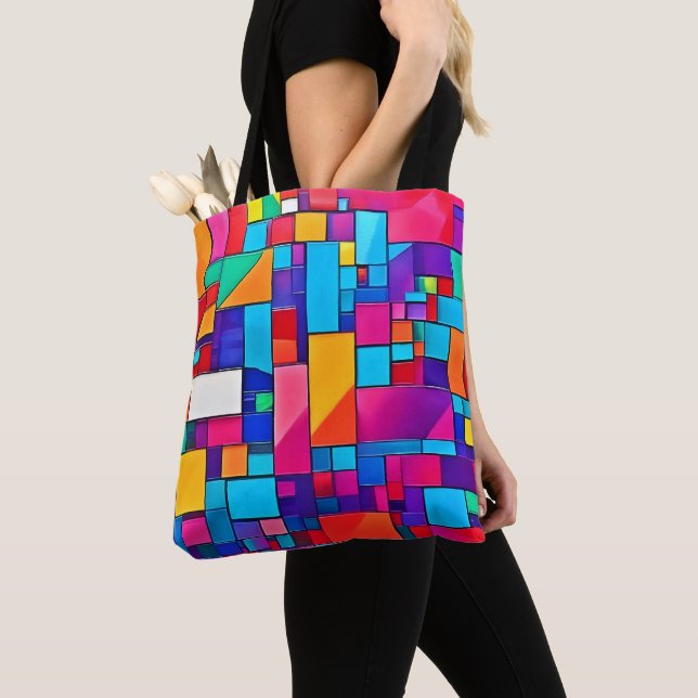 Geometric Colour Art Tote Bag (Close Up)