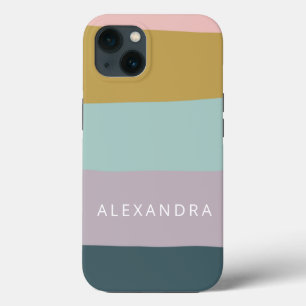 Geometric Colour Block Pastel Colours Personalised iPhone 13 Case
