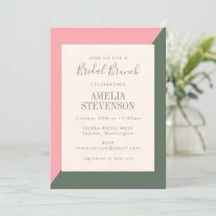 Geometric Colour Block Pink Green Bridal Brunch Invitation