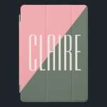 Geometric Colour Block Pink Green Personalised Nam iPad Pro Cover<br><div class="desc">Geometric Colour Block Pink Green Personalised Name iPad Pro Cover</div>