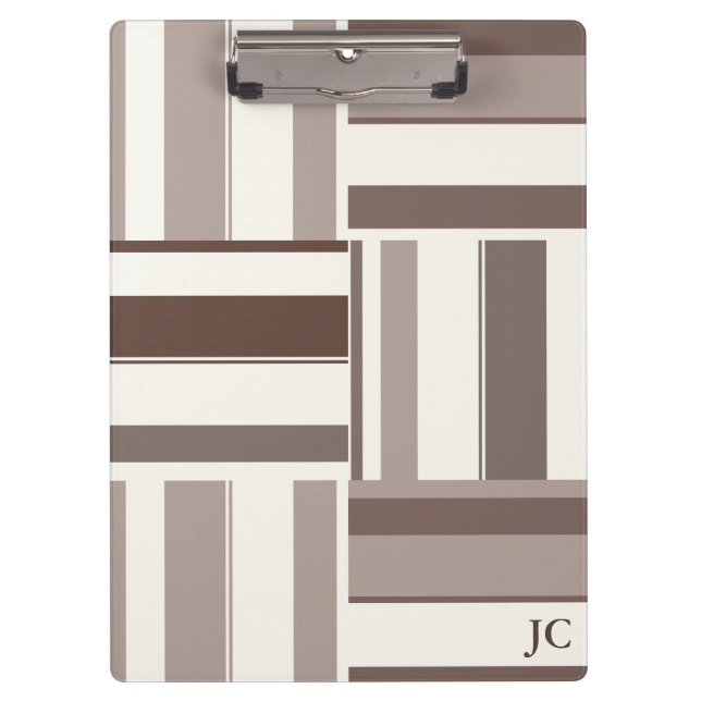Geometric Colour Block Rectangles - Brown and Beig Clipboard (Front)
