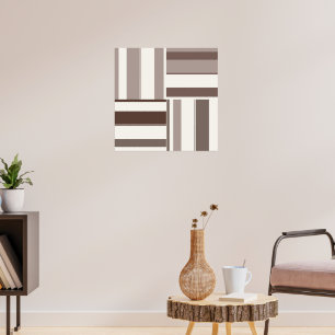 Geometric Colour Block Rectangles - Brown and Beig Poster