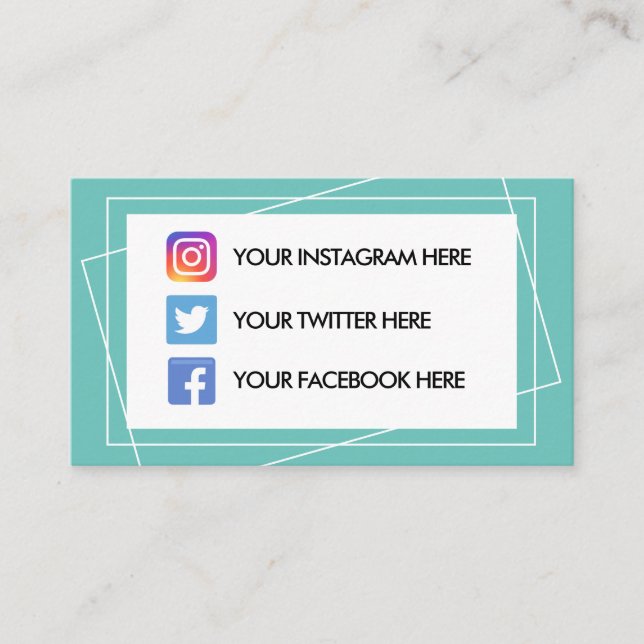 Geometric Colour Block Social Media Business Card (Front)