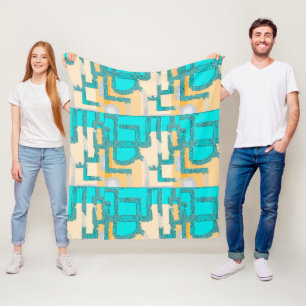 Geometric Colour‑Blocked Motif Modern Fleece Blanket