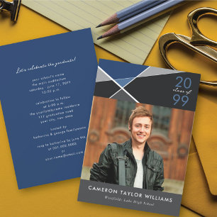 Geometric Colour Blocks Photo Graduation Party Invitation