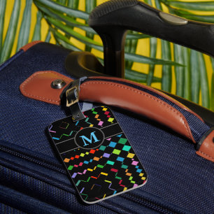 geometric colour monogram luggage tag