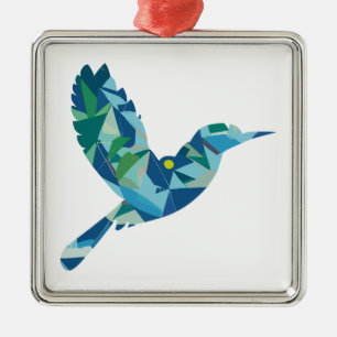 Geometric Coloured Bird Metal Tree Decoration