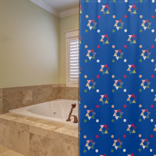 Geometric coloured pattern blue Shower Curtain