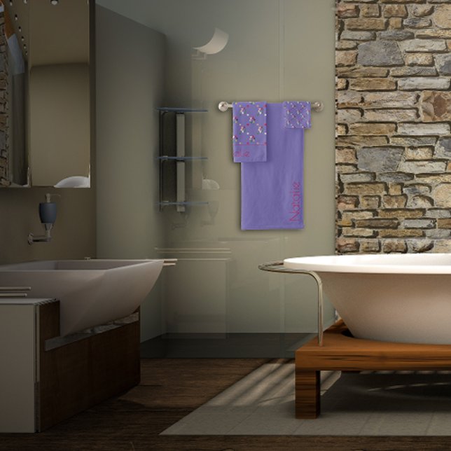 Geometric coloured pattern lavender  bath towel set (Creator Uploaded)