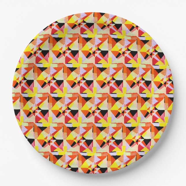 Geometric colourful abstract All-Over-Print Socks Paper Plate (Front)
