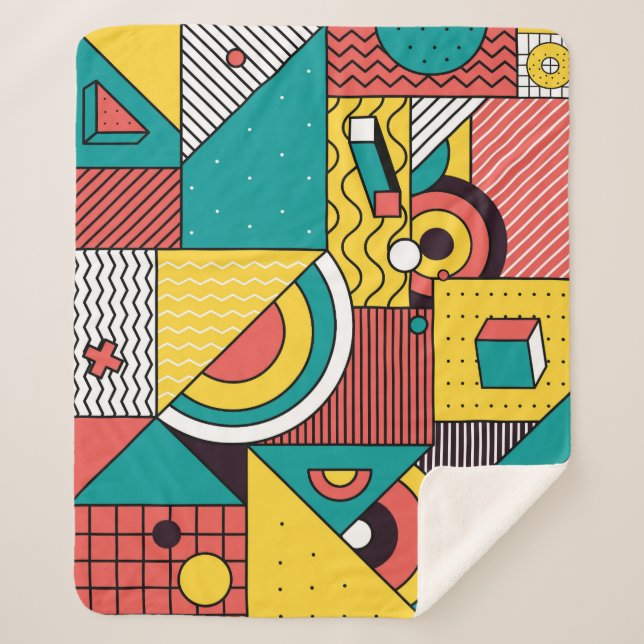 Geometric colourful: abstract pattern. sherpa blanket (Front)