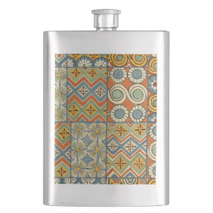 Geometric Colourful Antique Egyptian Graphic Art Hip Flask