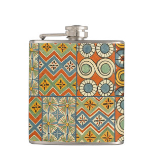 Geometric Colourful Antique Egyptian Graphic Art Hip Flask