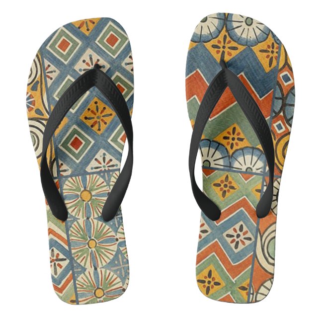 Geometric Colourful Antique Egyptian Graphic Art Jandals (Footbed)