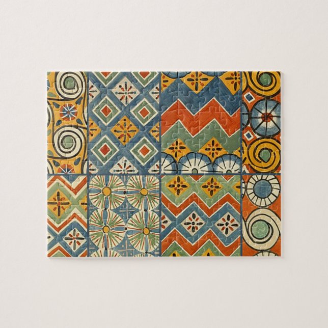 Geometric Colourful Antique Egyptian Graphic Art Jigsaw Puzzle (Horizontal)
