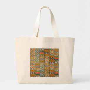 Geometric Colourful Antique Egyptian Graphic Art Large Tote Bag