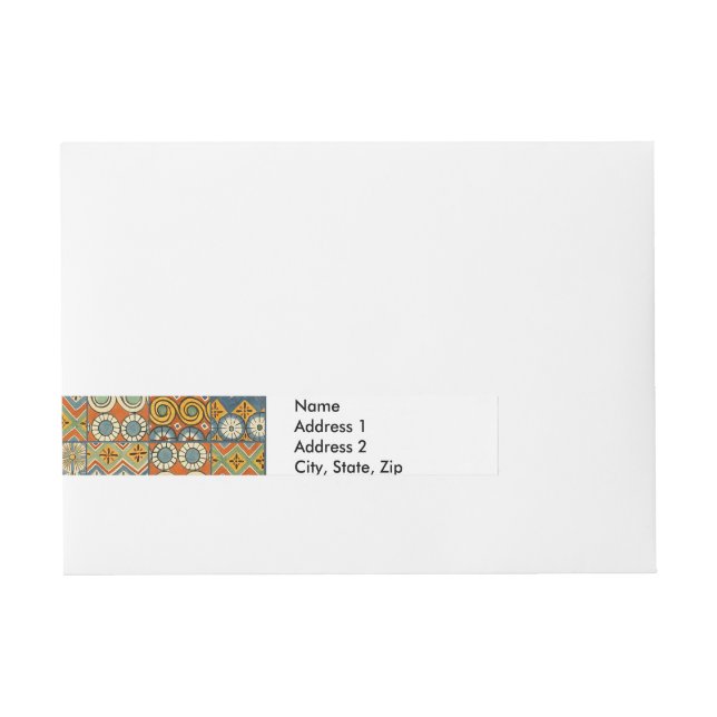 Geometric Colourful Antique Egyptian Graphic Art Wraparound Address Label (Front)