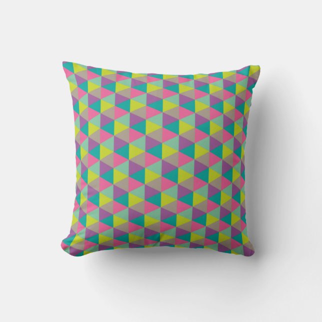 Geometric Colourful Hexagon Modern Pattern Cushion (Front)