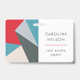 Geometric Colourful Modern Abstract Real Estate ID Badge