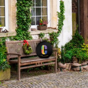 Geometric colourful modern round cushion
