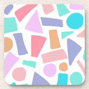 Geometric Colourful Pastel Shapes Pattern Coaster