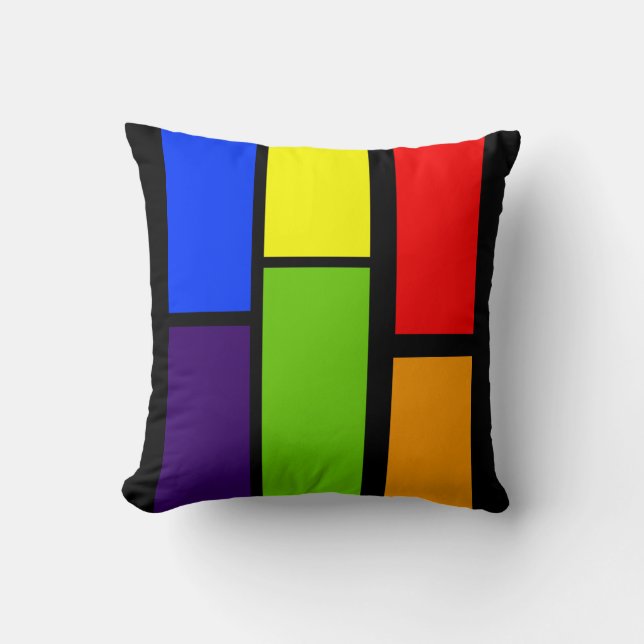 geometric colourful rectangles cushion (Front)