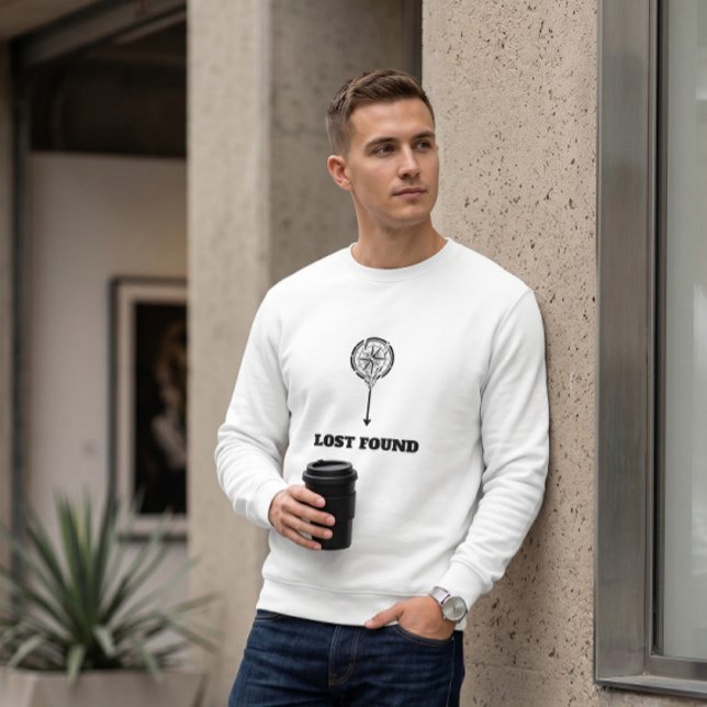 Geometric Compass Lost Found White Crewneck  Sweatshirt (Creator Uploaded)