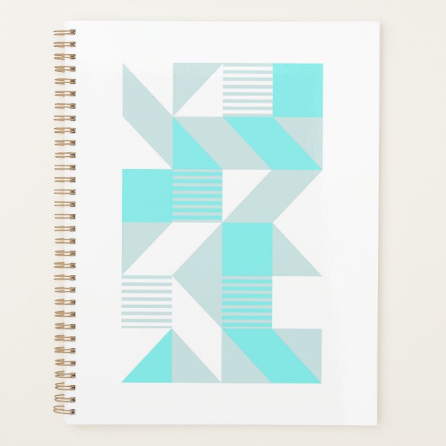 Geometric Composition in Aqua Tones Planner (Front)