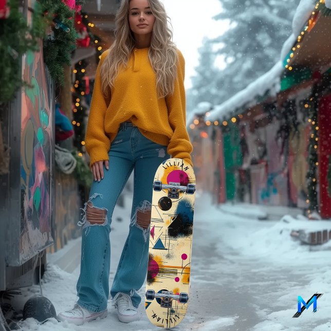 Geometric Contemporary Abstract & Dynamic Shapes Skateboard (Creator Uploaded)