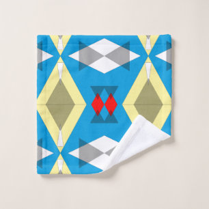 Geometric Convergence in Blue and Gold Bath Towel Set