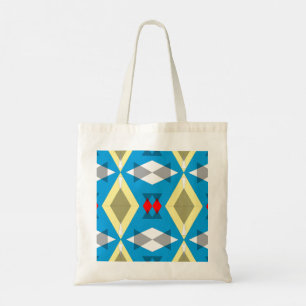 Geometric Convergence in Blue and Gold Tote Bag