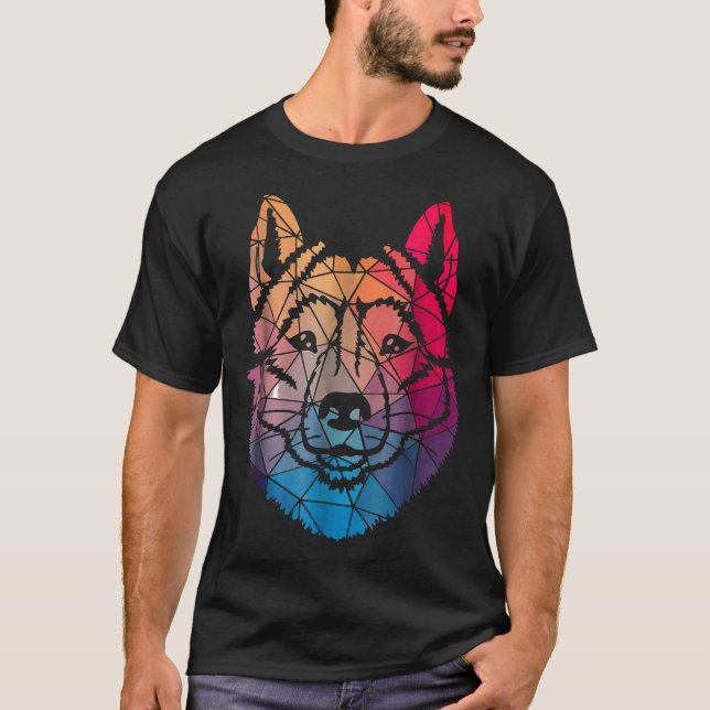 Geometric Cool Siberian Husky Shape Gift T-Shirt (Front)